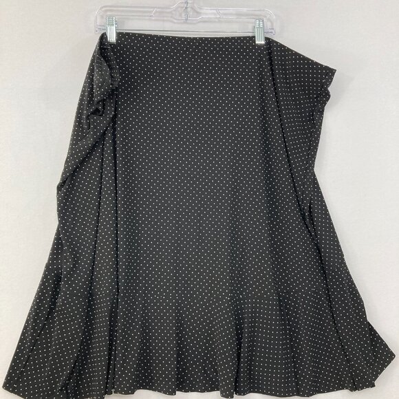 New CHAPS size 3X Black White Polka Dot Stretch Knit Pull-on Skirt Comfy - Picture 7 of 8